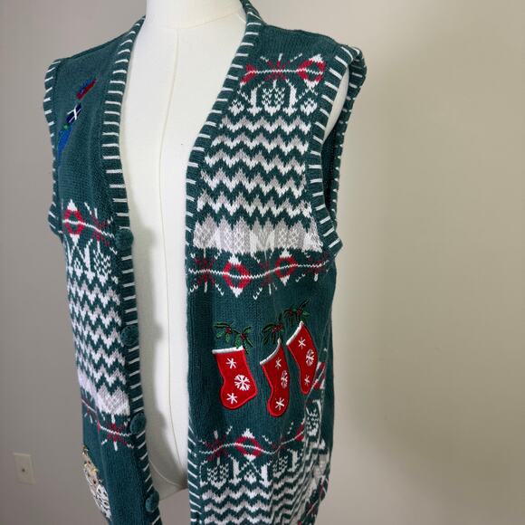 Holiday Editions Christmas Embroidered Sweater Vest US Women's XL - Picture 2 of 8
